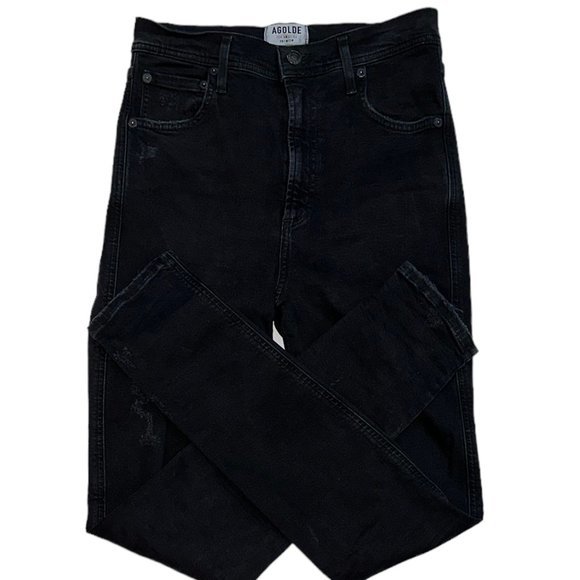 AGOLDE Distressed Super High Rise Skinny Black Jeans Size 25‎ - Picture 4 of 6